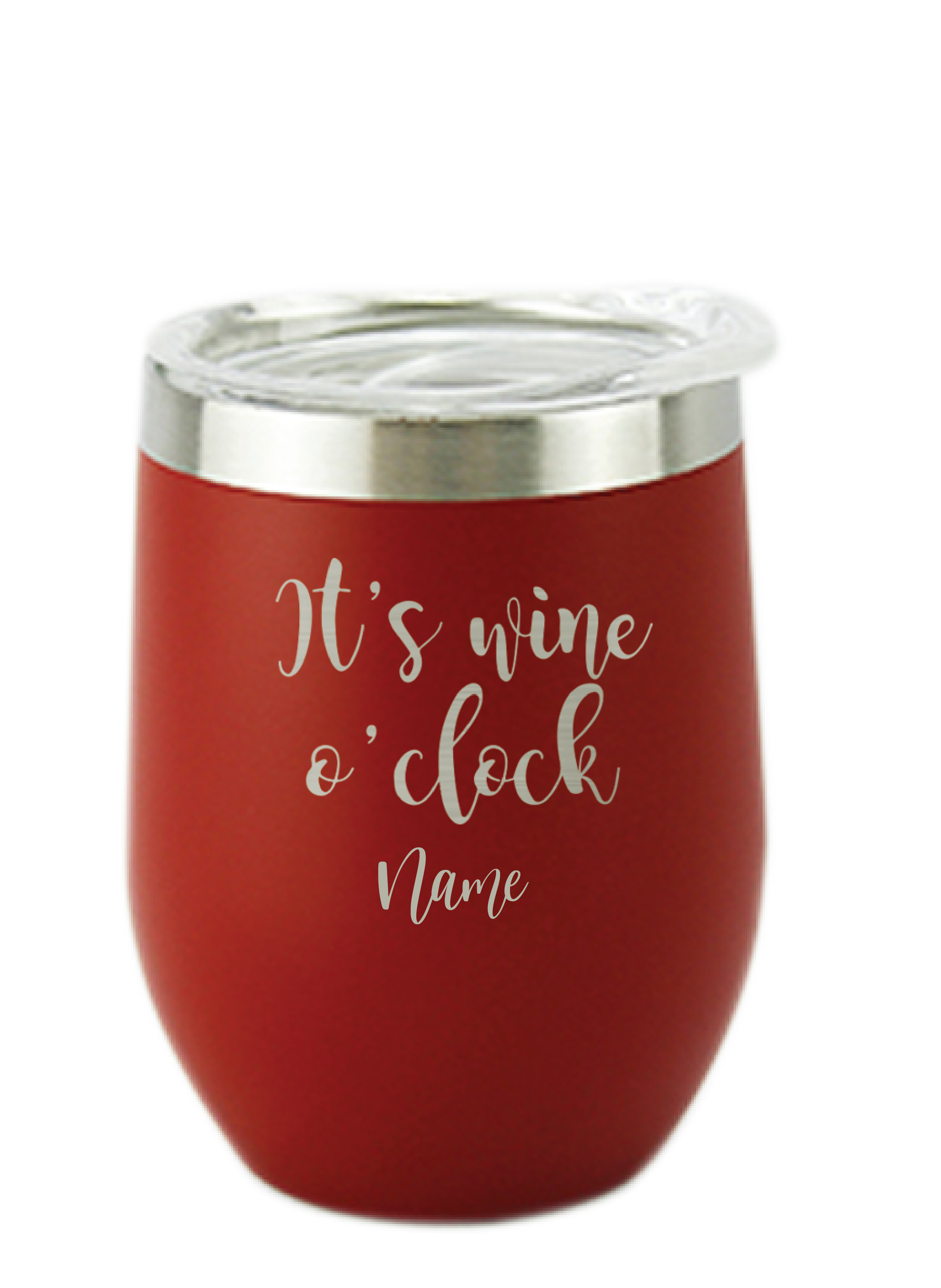 It's Wineó Clock Red, Personalised Insulated, Stainless Steel Tumbler with Lid